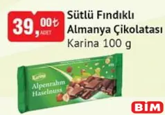 KARİNA SÜTLÜ FINDIKLI ALMANYA ÇİKOLATASI 100 G KARİNA SÜTLÜ FINDIKLI ALMANYA ÇİKOLATASI 100 G